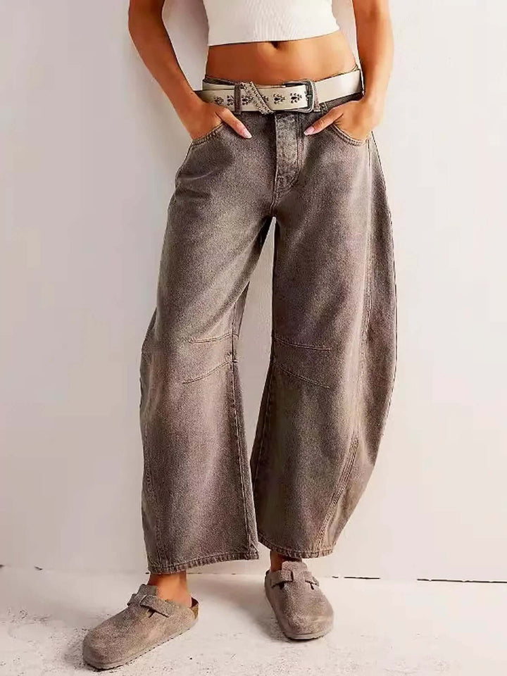 Sharna - Leopard Print Barrel Jeans