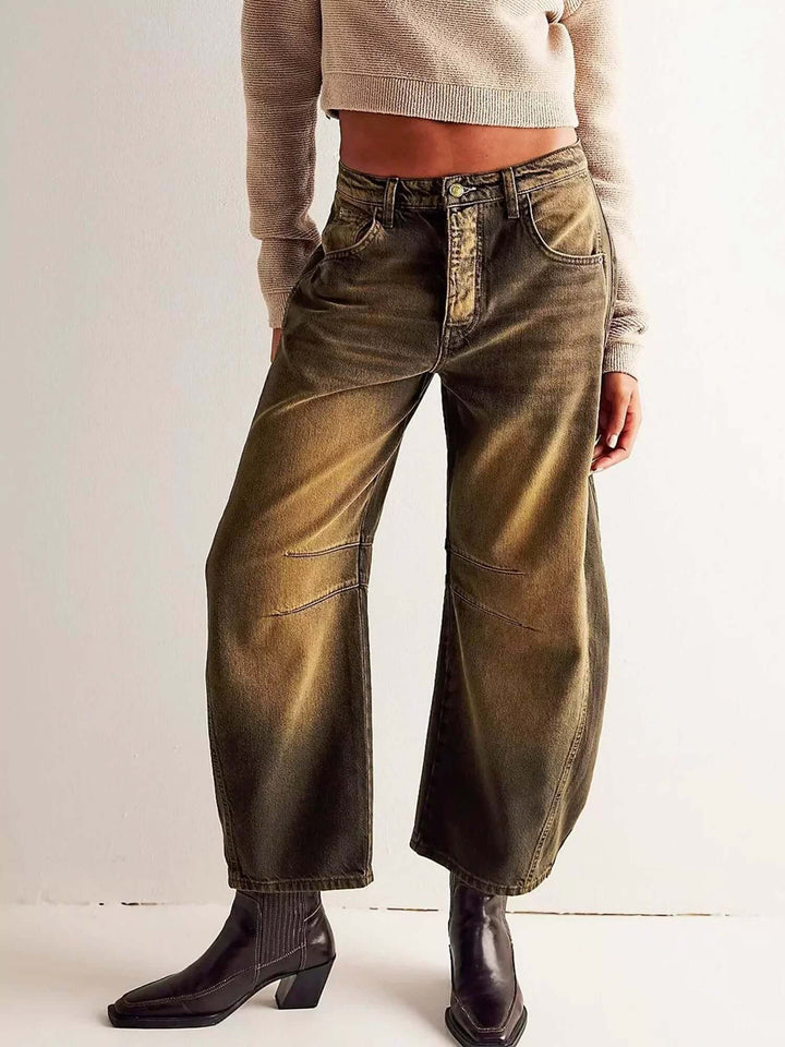 Sharna - Leopard Print Barrel Jeans