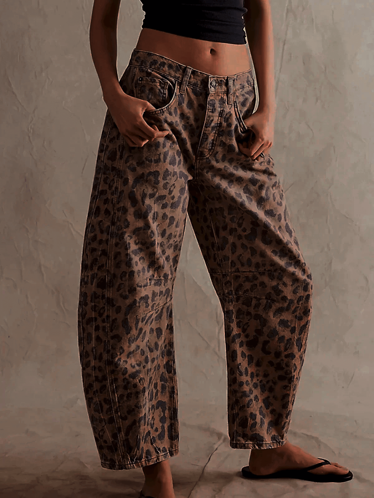 Sharna Leopard Print Barrel Jeans