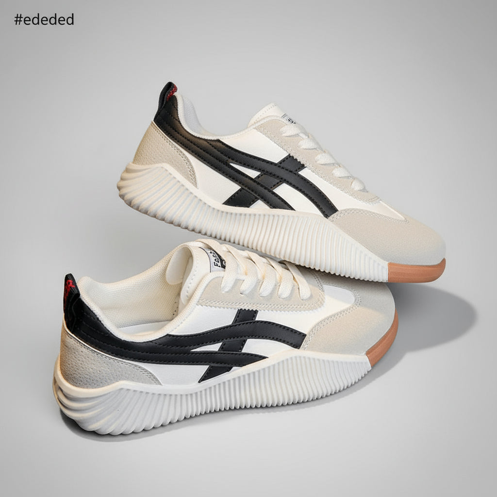 Lace-Up Sneakers with Thick Rubber Sole