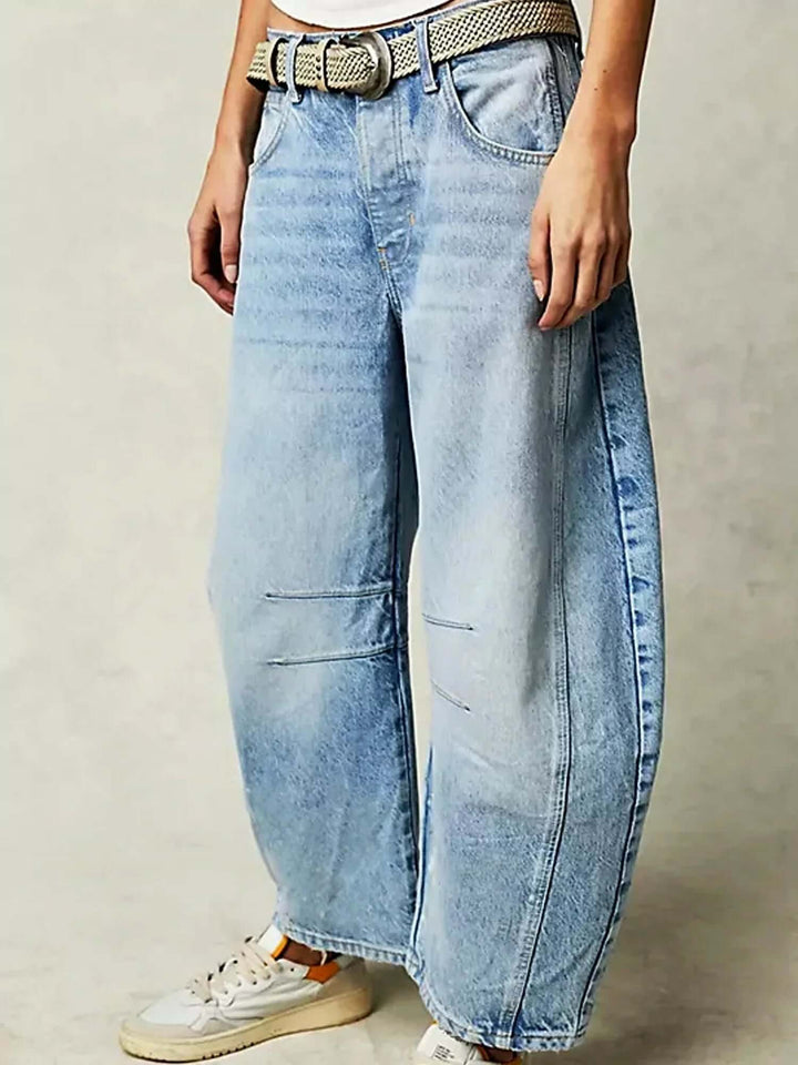 Sharna - Leopard Print Barrel Jeans