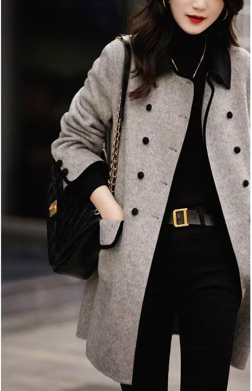 Coat with Piping Detail and Double Button Rows