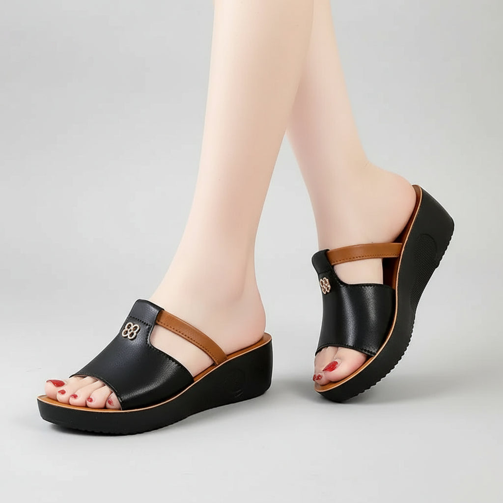 Wedge Sandals with Embellished Mid-Foot Strap