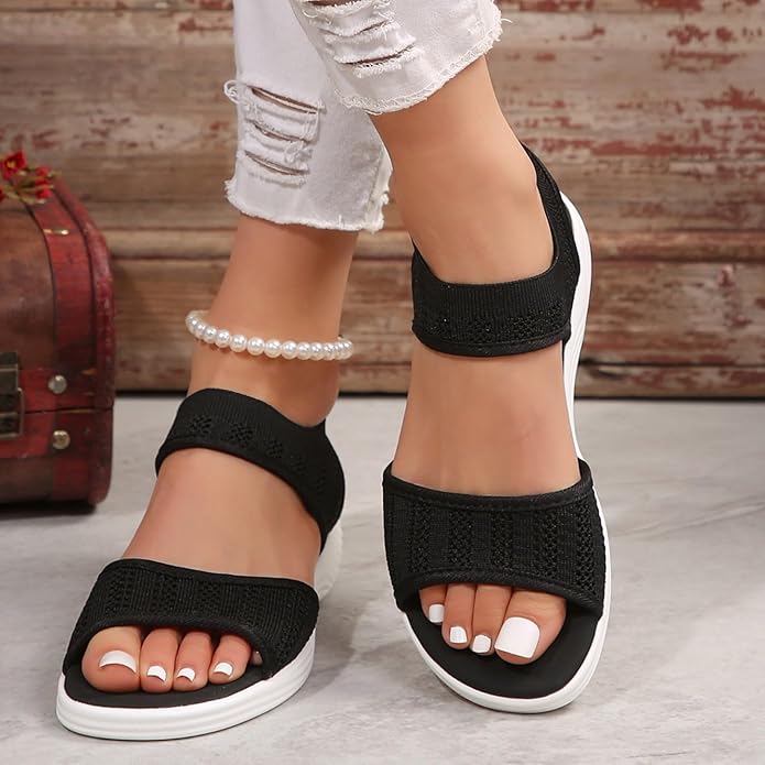 Slip-On Stretch-Knit Sandals with Padded Sole