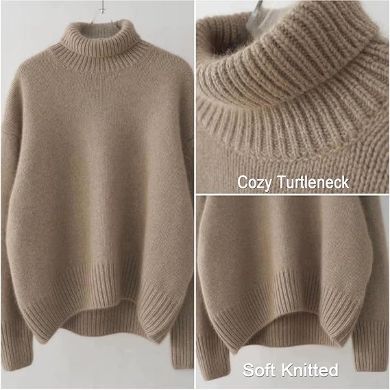 Oversized Turtleneck Knit Sweater