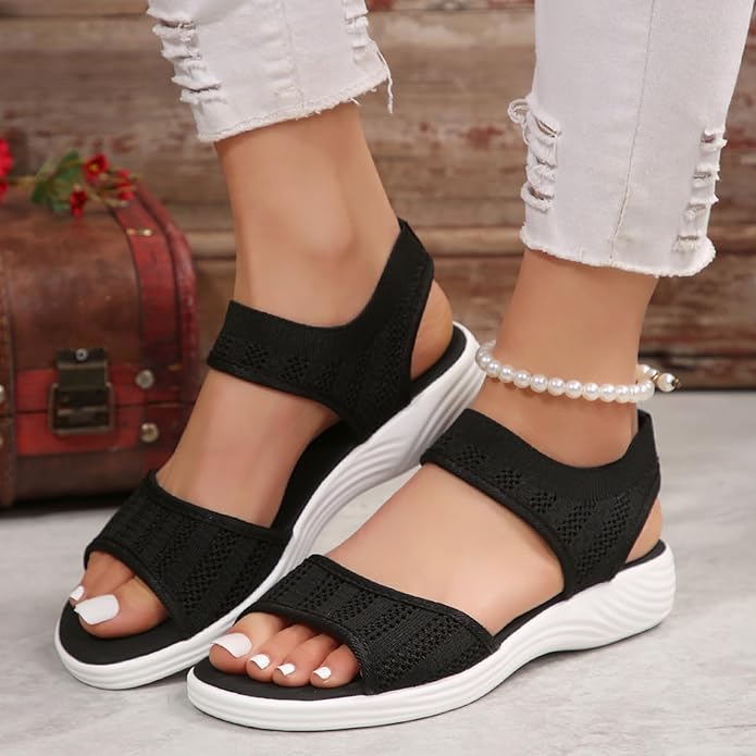 Slip-On Stretch-Knit Sandals with Padded Sole