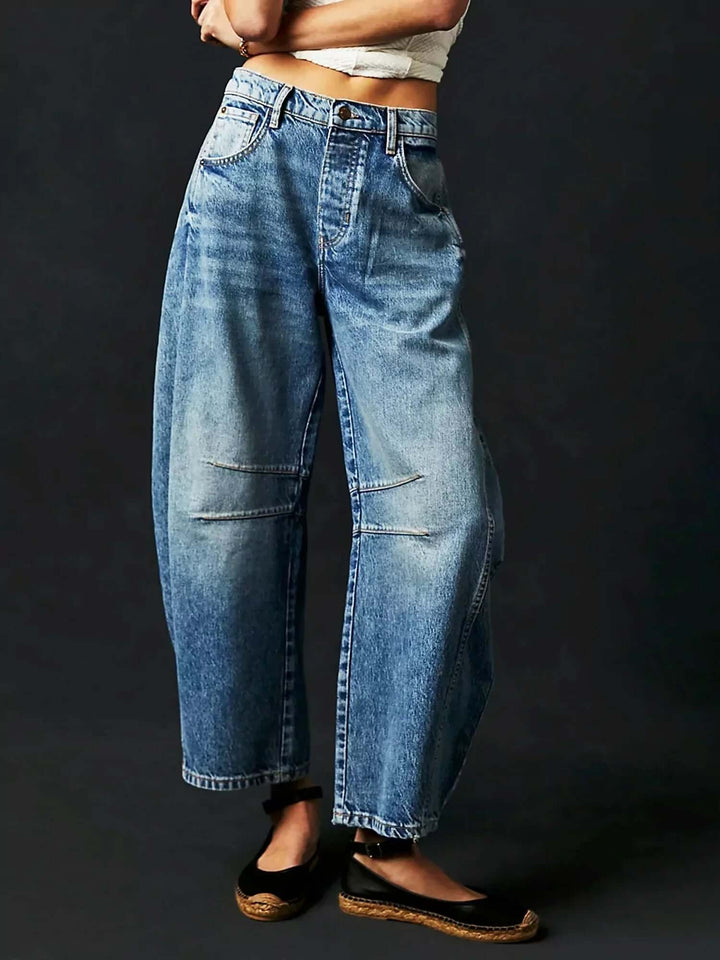 Sharna - Leopard Print Barrel Jeans
