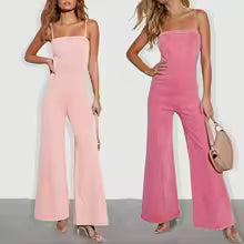 Corset Bodice Wide-Leg Jumpsuit with Adjustable Straps