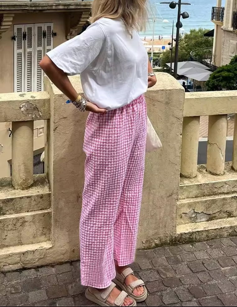 Straight-Leg Pants with Elastic Waist