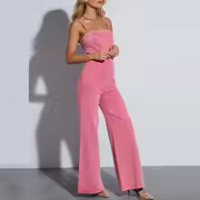 Corset Bodice Wide-Leg Jumpsuit with Adjustable Straps