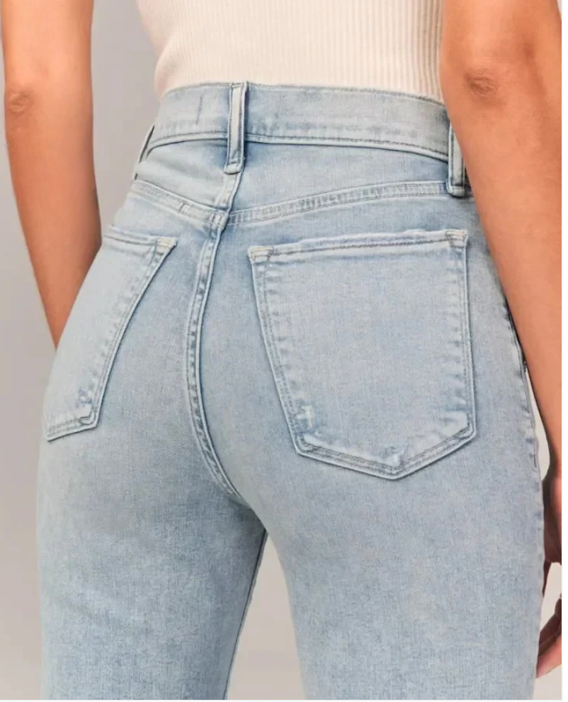 High-Waist Flared Denim Pants