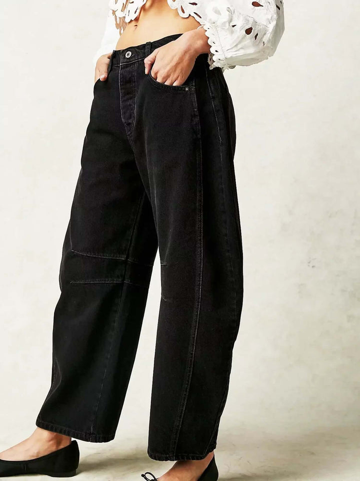 Sharna - Leopard Print Barrel Jeans