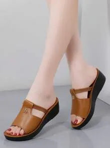 Wedge Sandals with Embellished Mid-Foot Strap