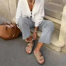 Straight-Leg Pants with Elastic Waist