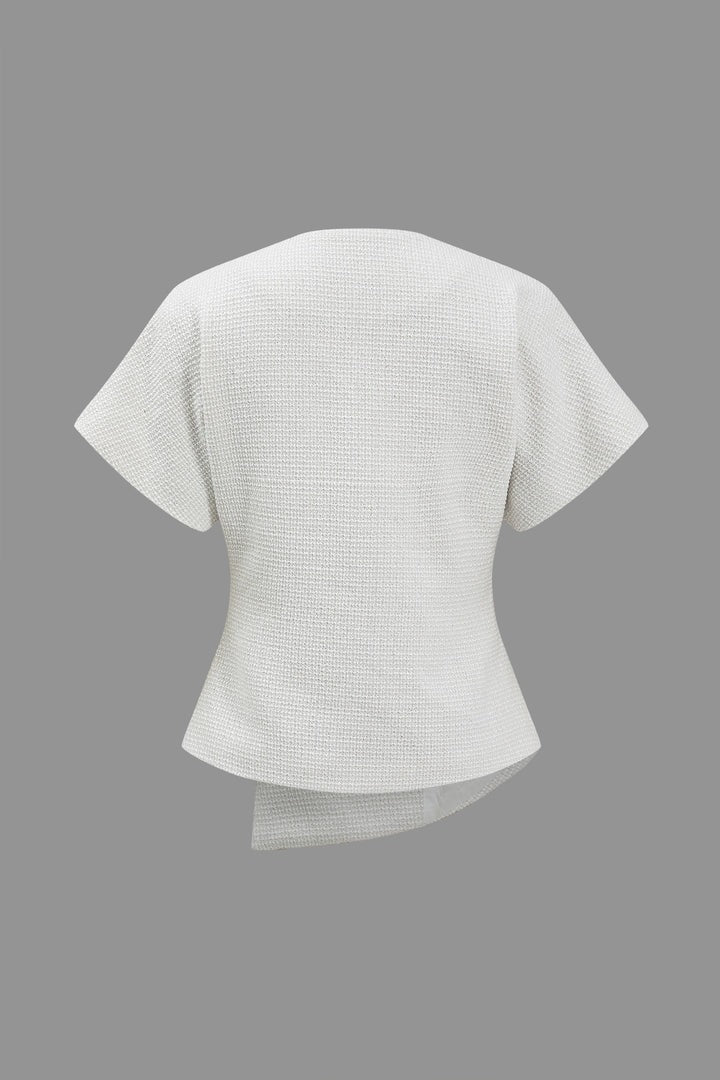 Asymmetrical V-Neck Wrap Blouse