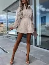 Lace Top with Matching Shorts Set