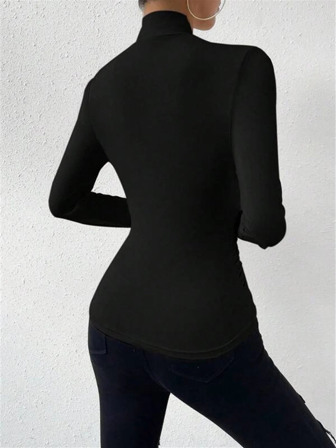Long-Sleeve Wrap Top with Crossover Neckline