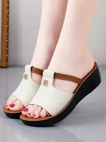 Wedge Sandals with Embellished Mid-Foot Strap