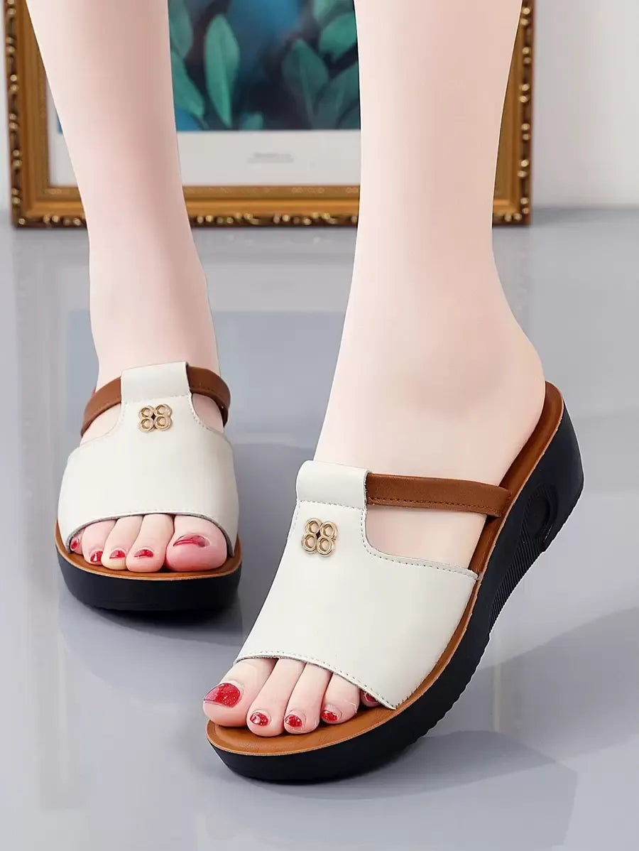 Wedge Sandals with Embellished Mid-Foot Strap