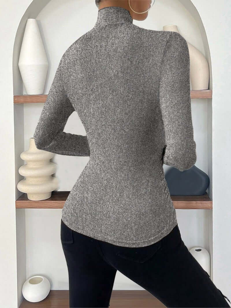 Luneth - Long-Sleeve Draped Wrap Top