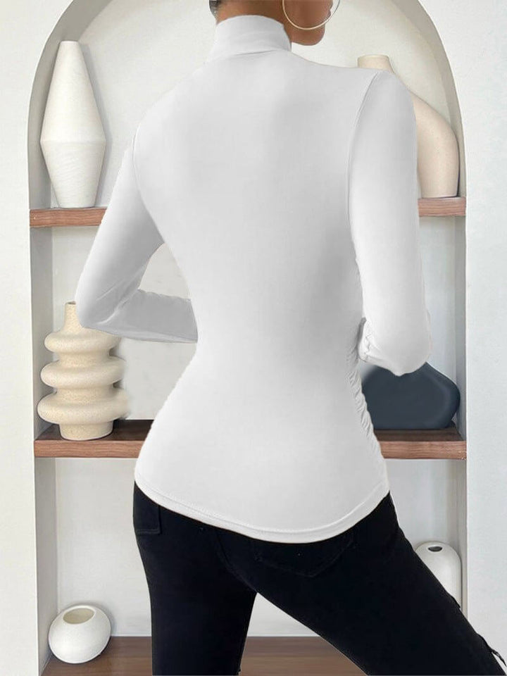 Luneth - Long-Sleeve Draped Wrap Top