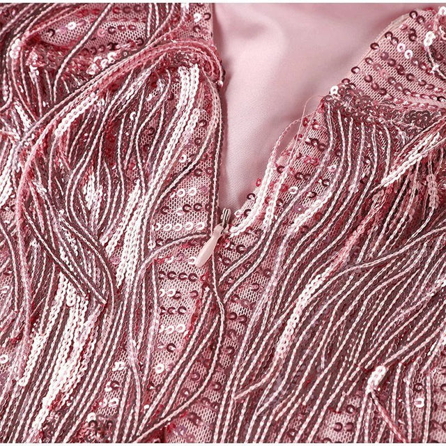 Feather-Trim Mini Dress